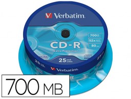 25 CD-R Verbatim 700MB 52x 80 minutos